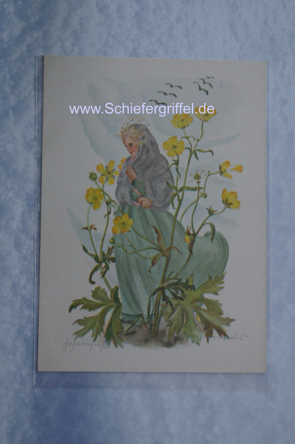 alte Postkarte PK AK ungelaufen Hahnfuß Blumenfeen Nr89