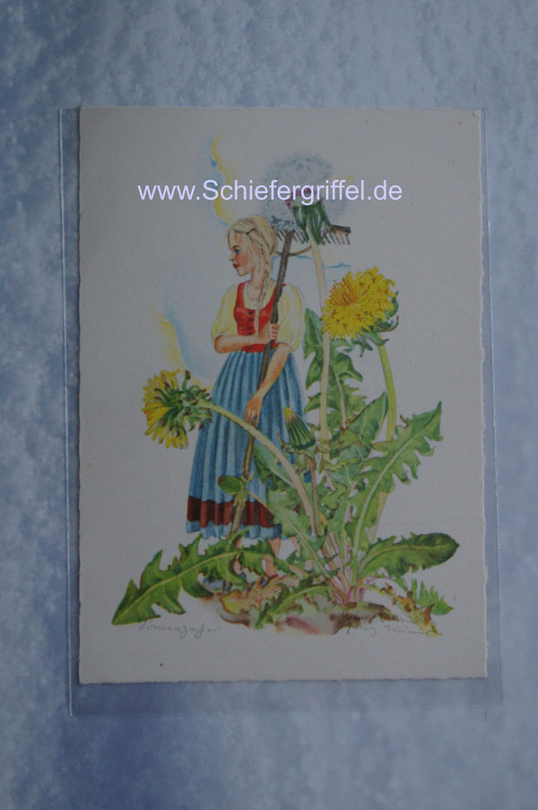 alte Postkarte PK AK ungelaufen Löwenzahn Blumenfeen Nr81