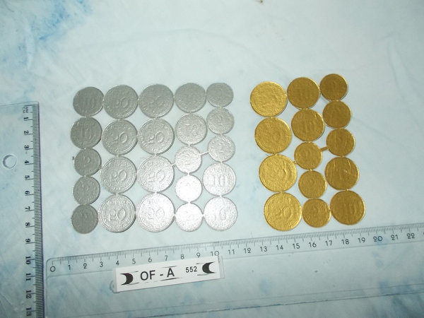 2 Teilbögen PappMünzgeld  Pfennig OF-A552